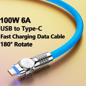 Cabo USB tipo C de carregamento super rápido, 100w, 6 amperes